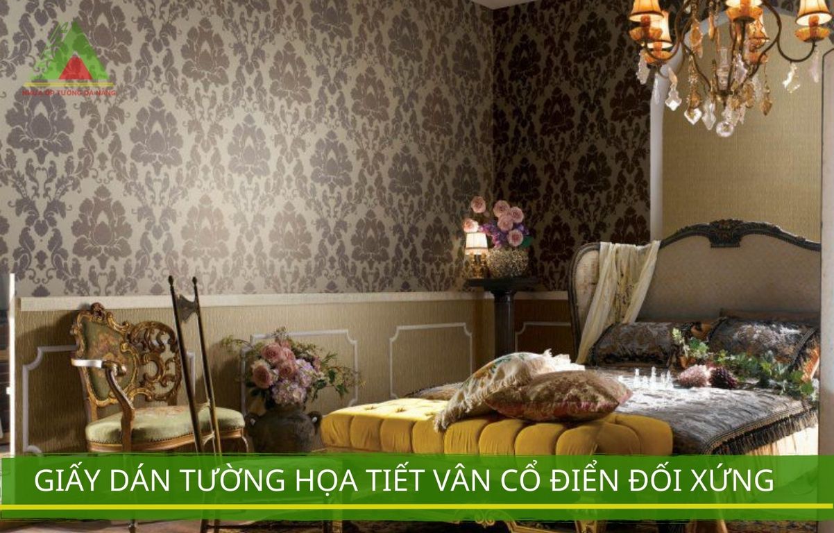 Giấy dán tường họa tiết vân cổ điển đối xứng