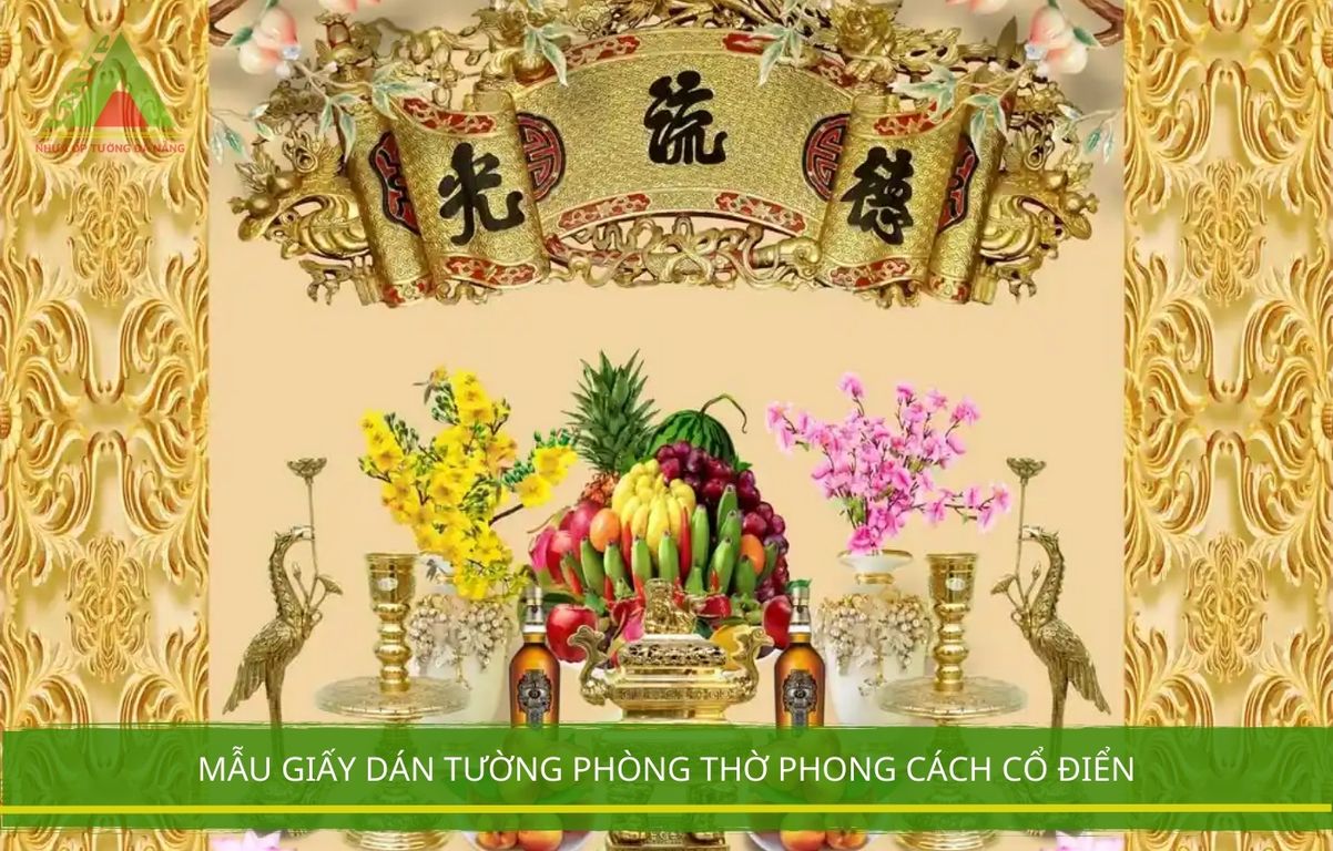 Mẫu Giấy Dán Tường Phòng Thờ Phong Cách Cổ Điển